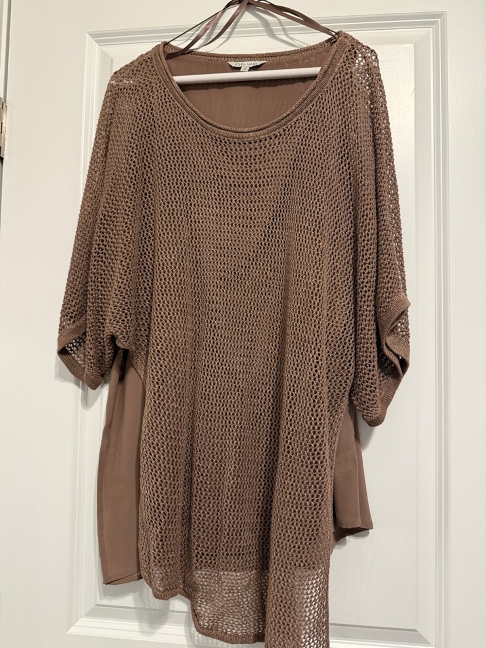 John Mark Brown Open-Knit Layered Sweater Tunic